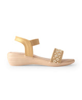 ladies heel sandals golden 21318