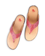 Ladies heel leather comfort red chappal 24049