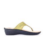 ladies leather comfort green chappals 24052