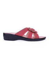 Ladies leather comfort cherry chappals 24057