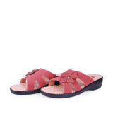 Ladies leather comfort cherry chappals 24057