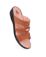 ladies leather comfort tan chappals 24060