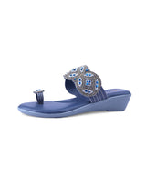 ladies fancy heel blue chappals 25406