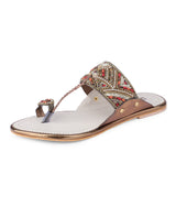 ladies kolhapuri flat brown chappals 25502