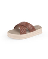 ladies comfort brown heel chappals 25530