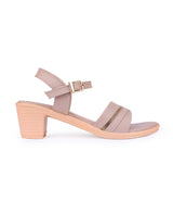 Ladies heel beige sandals 26605