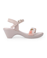 Ladies heel beige sandals 26611