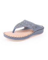 LADIES FLAT COMFORT BLUE CHAPPAL 27203