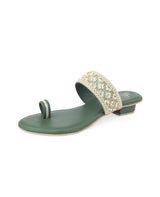 ladies fancy heel green chappals 27314