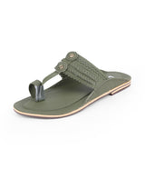 men's kolhapuri green color chappals 27716