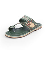 men's kolhapuri green color chappals 27719