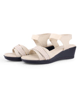 Ladies heel beige sandals 28006