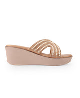 Ladies partywear golden heel chappal 28013