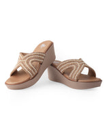 Ladies partywear golden heel chappal 28013