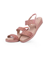 Ladies Heel peach sandals 29044