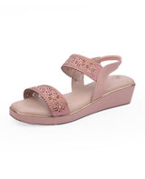 Ladies Heel peach sandals 29044