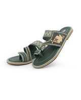 men's kolhapuri green color chappals 27719