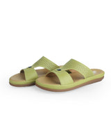 Light green, Double strap, cushioned footbed,ladies slip-ons 30112