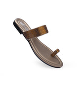 ladies fancy flat golden chappals 303301