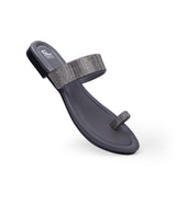 ladies fancy flat gray chappals 303302