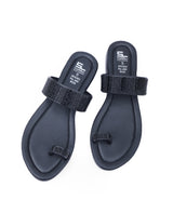 ladies fancy flat black chappals 303303