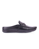 Men's leather black half shoes 31402