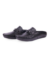Men's leather black half shoes 31402