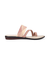 Ladies flat beige chappals 318103