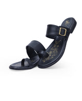 ladies fancy flat black chappals 360301