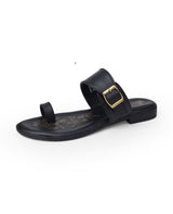 ladies fancy flat black chappals 360301