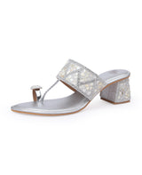 LADIES HEEL FANCY PARTYWEAR SILVER COLOR CHAPPALS 400257