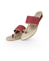 ladies heel red partywear chappals 400276