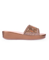 ladies partywear heel brown chappals 401067