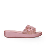 ladies partywear heel peach chappals 401071