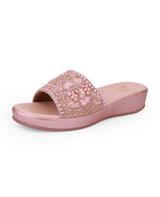 ladies partywear heel peach chappals 401071