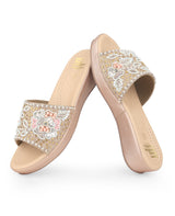ladies partywear heel peach chappals 401071