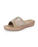 ladies partywear heel peach chappals 401071