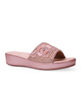 ladies partywear heel peach chappals 401071