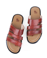 Men's leather brown chappals 40891