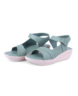 Ladies heel sea green sandals 501479