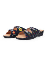 Ladies leather comfort blue chappals 60707