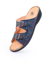 Ladies leather comfort blue chappals 60708