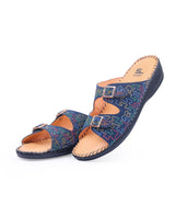 Ladies leather comfort blue chappals 60708