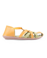 ladies flat yellow sandals 63617