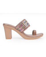 ladies partywear heel golden chappals 63619