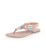 ladies peach flat sandals 63623