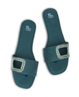 ladies fancy flat green chappals 66669