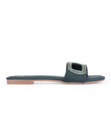 ladies fancy flat green chappals 66669