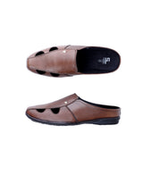 Men's leather brown half shoes 02086