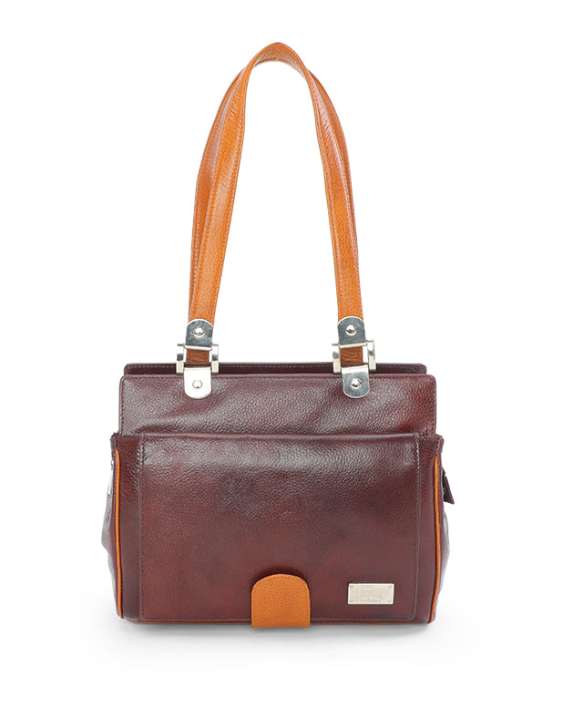 Ladies Leather Hand Bag BROWN 07336 Sreeleathers Ltd